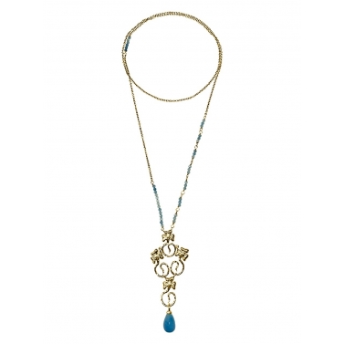 ISABEL GUARCH COLLAR MODERNISMO 1903 ORO Y AGUAMARINA